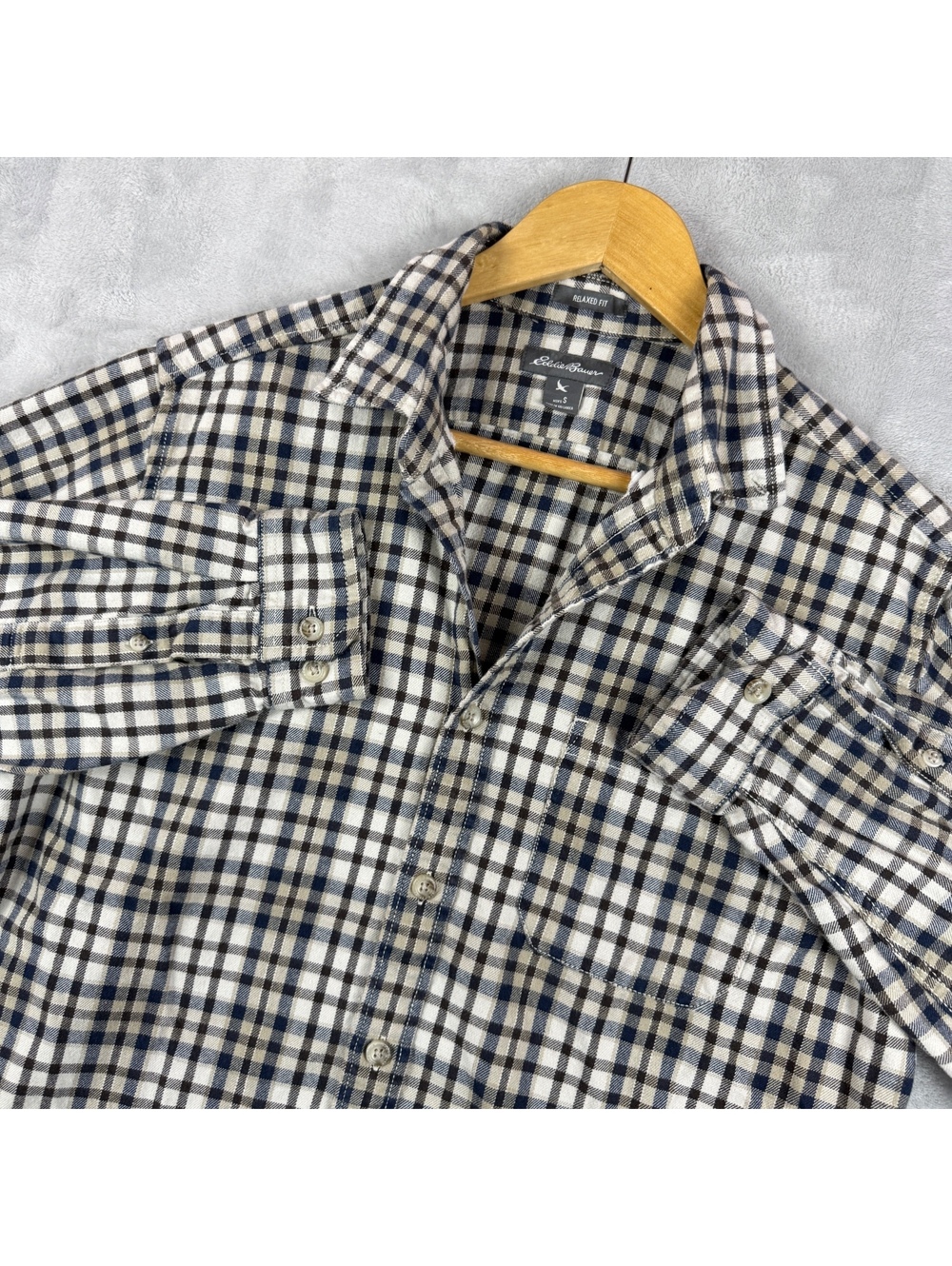 Eddie Bauer Men’s S Relaxed Fit Plaid Flannel Shirt Check Outdoorsman Workwear